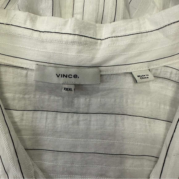 Vince White Sheer Textured Stripe Buttoned Boxy Shirt Top Size XXL NWOT! - Picture 9 of 13